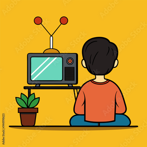 Watching tv vector illustration