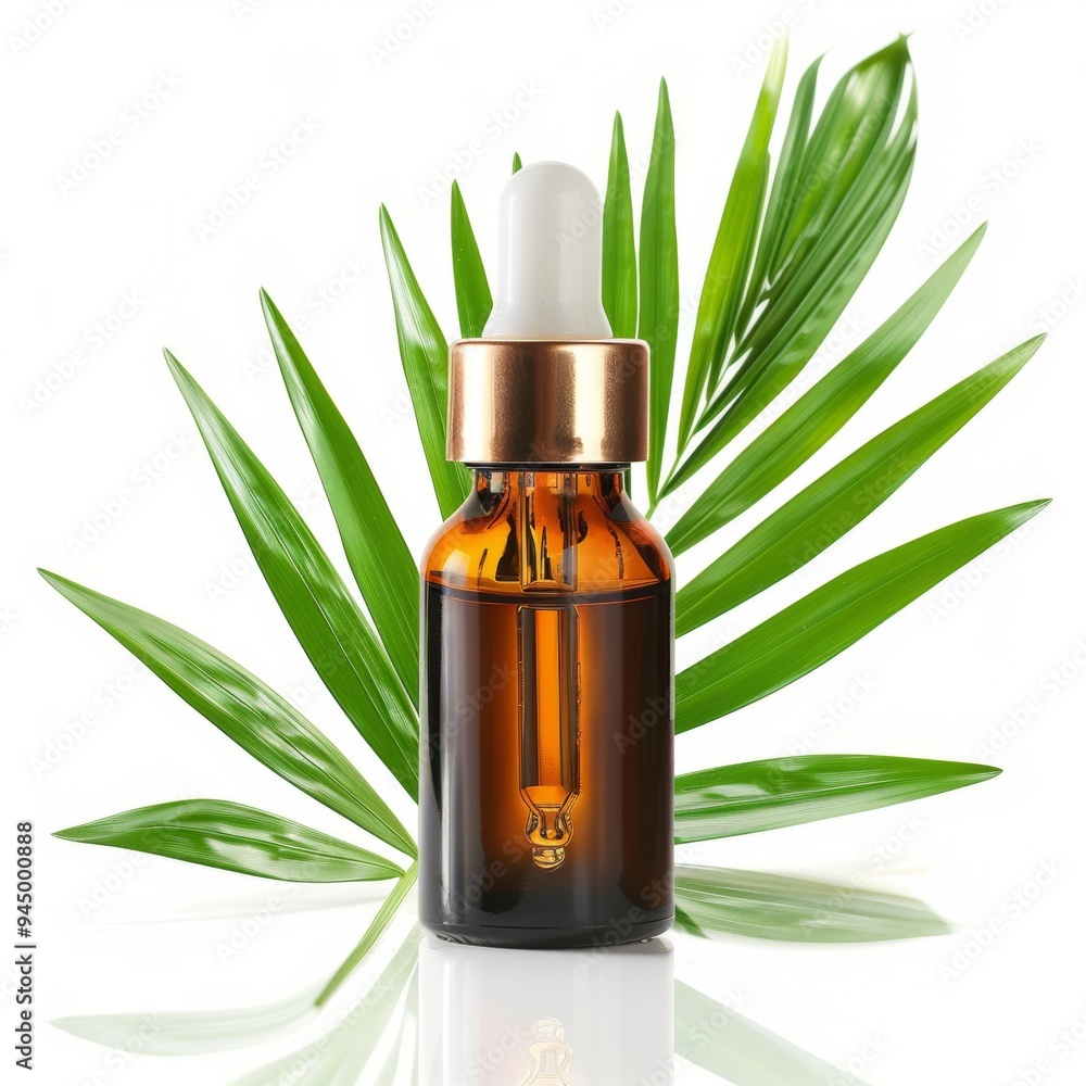 Clean concept photo of a saw palmetto oil dropper bottle, isolated on a white background Clean concept photo of a saw palmetto oil dropper bottle, isolated on a white background