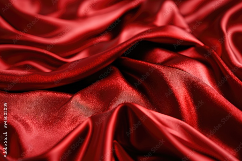 Passionate Red Satin Luxury Fabric Background with Romantic Folds and Waves Passionate Red Satin Luxury Fabric Background with Romantic Folds and Waves