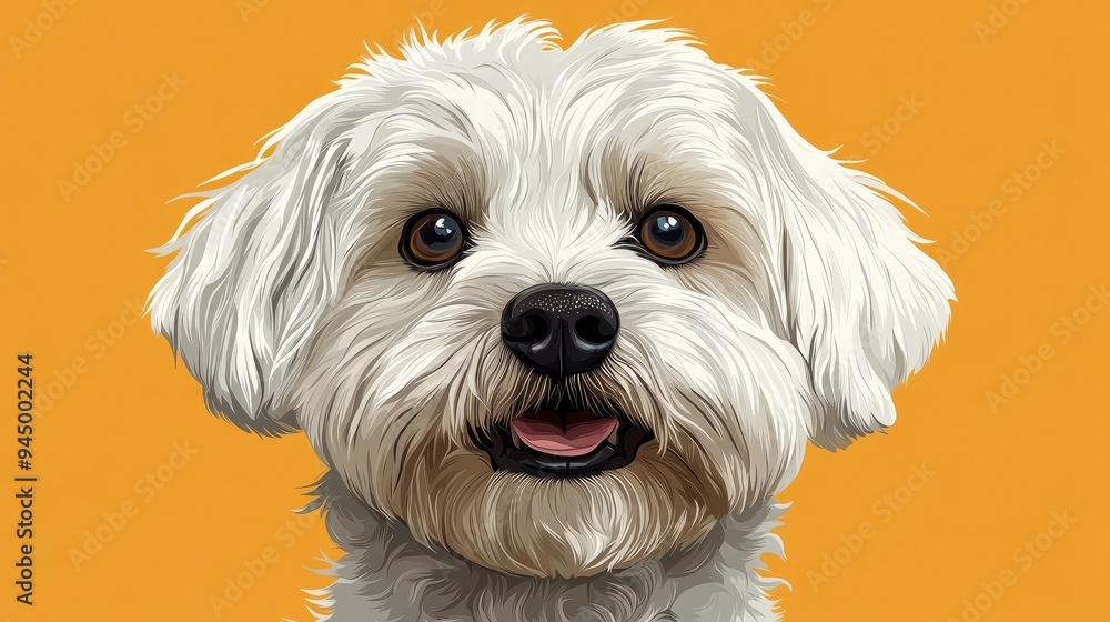 Adorable maltese dog sticking out tongue smiling on grey background Adorable maltese dog sticking out tongue smiling on grey background