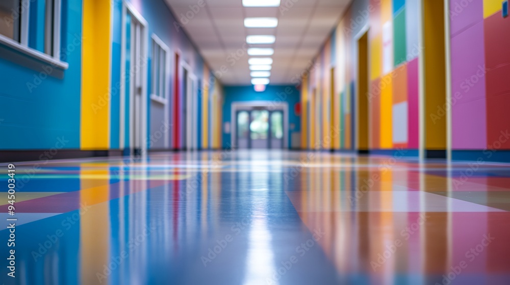 a hallway with colorful walls a hallway with colorful walls
