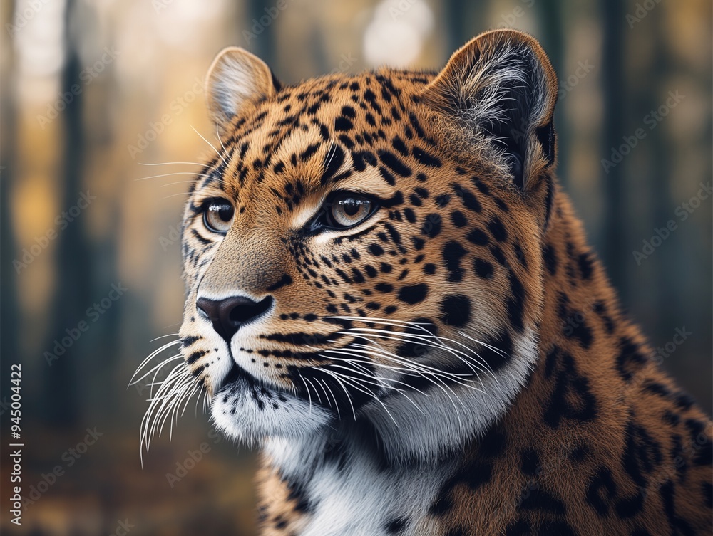 Amur Leopard, Panthera Pardus Orientalis, Endangered Big Cat Portrait Amur Leopard, Panthera Pardus Orientalis, Endangered Big Cat Portrait