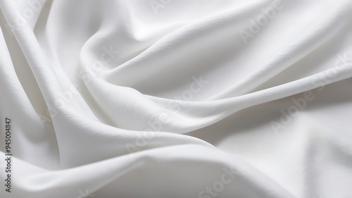 White fabric texture for background and design, beautiful pattern of silk or linen. Close-up of rippled white silk fabric texture background