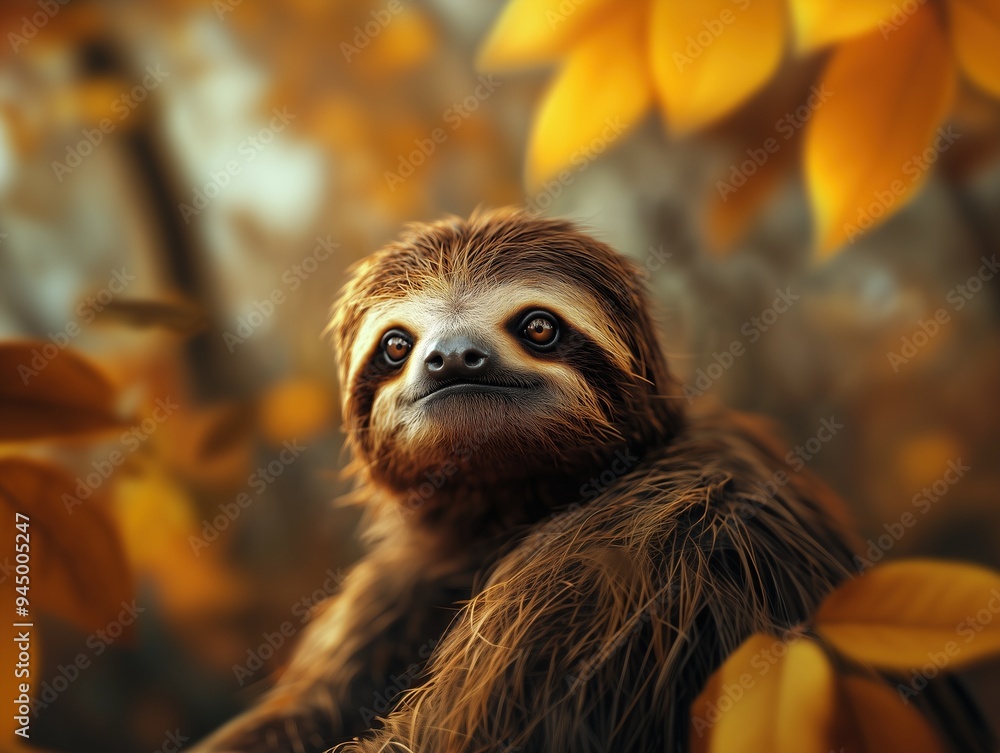 Detailed Close Up of a Sloth, Bradypus, in the Wild Detailed Close Up of a Sloth, Bradypus, in the Wild