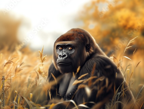 Wild Mountain Gorilla, Eastern Gorilla, Silverback, Close Up Mammal, Jungle Wildlife Portrait