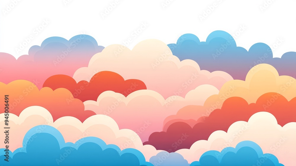 Colorful abstract clouds illustration with shades of blue, pink, and orange creating a dreamy and vibrant sky scene. Colorful abstract clouds illustration with shades of blue, pink, and orange creating a dreamy and vibrant sky scene.
