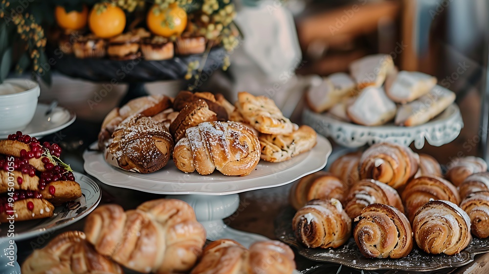 A beautiful dish with biscuits and other french pastries A beautiful dish with biscuits and other french pastries