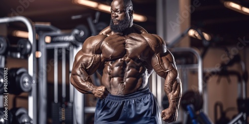 Photography of a powerful male weightlifter in the rain, highlighting the intensity and strength in sports.