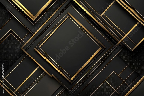 Abstract black and gold background with geometric shapes, a luxury design concept vector