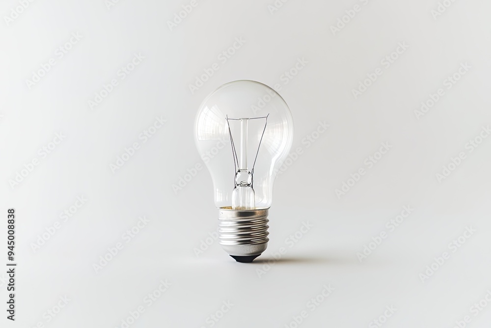 A clear light bulb on a minimalist background. A clear light bulb on a minimalist background.