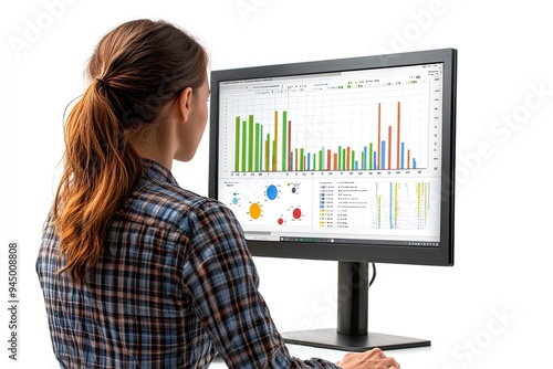 Person analyzing data on a computer screen.