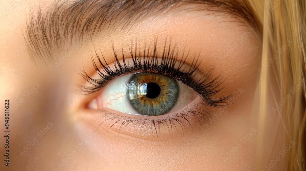Enchanting Close-Up of Client's Eye with Fresh Lash Extensions on Lash Stylists' Day - Natural and Elegant Beauty Enhancement Enchanting Close-Up of Client's Eye with Fresh Lash Extensions on Lash Stylists' Day - Natural and Elegant Beauty Enhancement