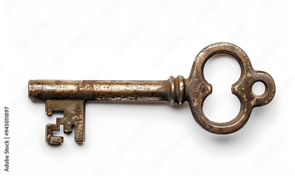 Old key isolated on white background. without shadow. Old key isolated on white background. without shadow.