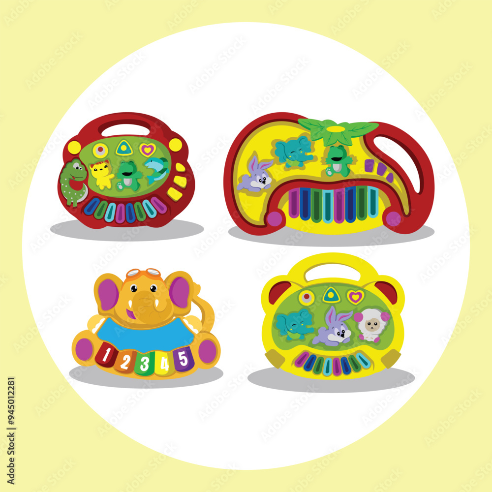 Fototapeta premium Baby Toddler Interactive Toy with Various Animal Shape Colorful Vector