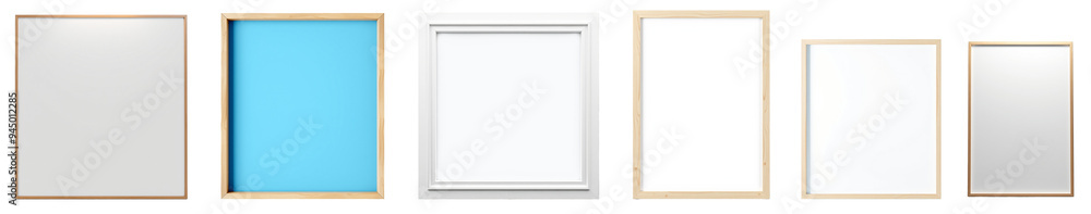 set of blank poster frames isolated on transparent background.generative AI set of blank poster frames isolated on transparent background.generative AI