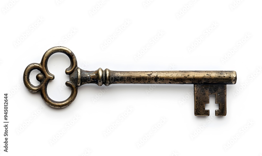 Old key isolated on white background. without shadow. Old key isolated on white background. without shadow.