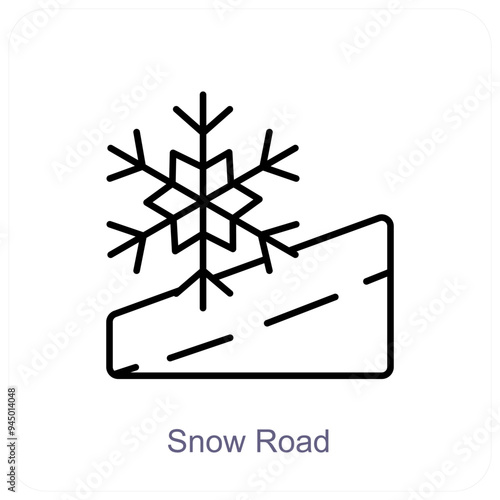 Snow Road and snowfall icon concept