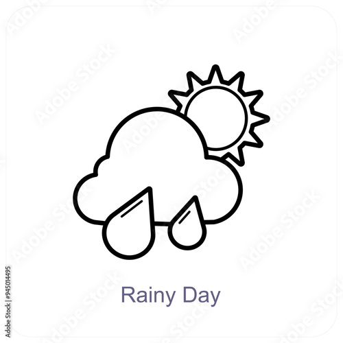 Rainy Day and raindrops icon concept