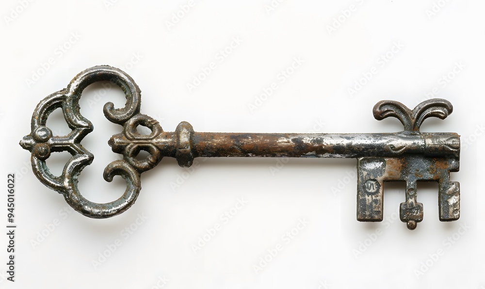 Old key isolated on white background. without shadow. Old key isolated on white background. without shadow.
