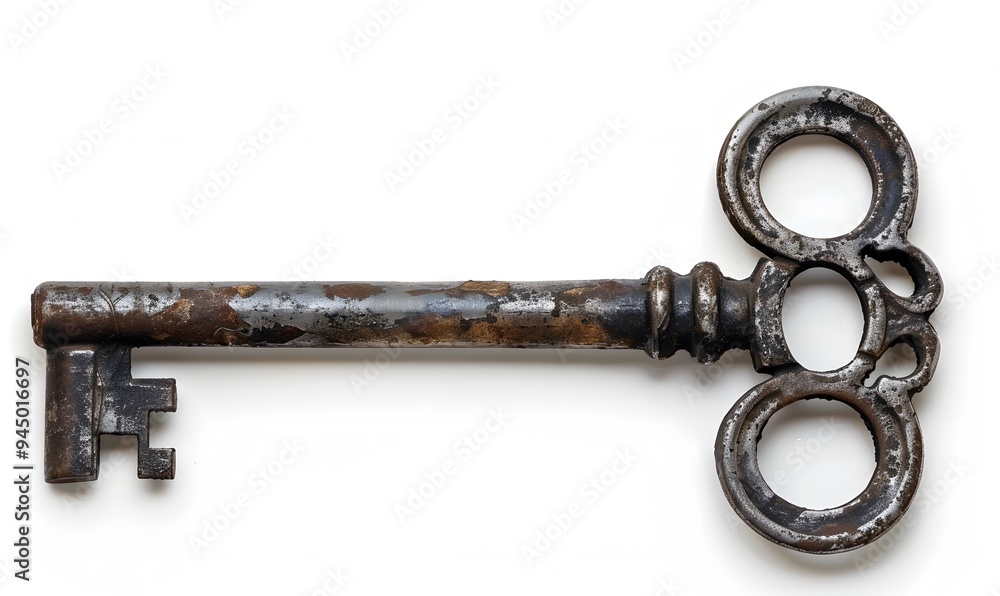 Old key isolated on white background. without shadow. Old key isolated on white background. without shadow.