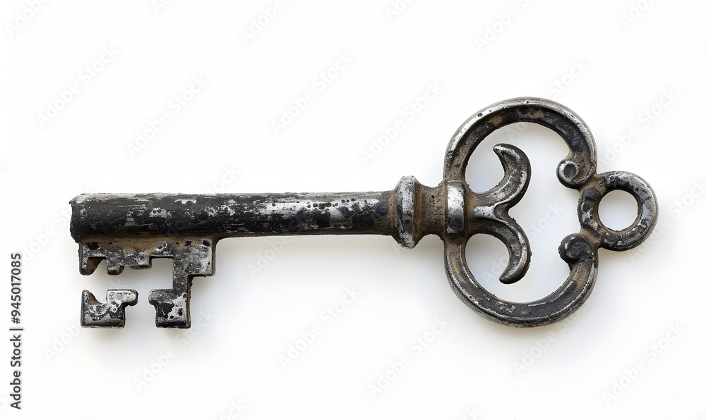 Old key isolated on white background. without shadow. Old key isolated on white background. without shadow.