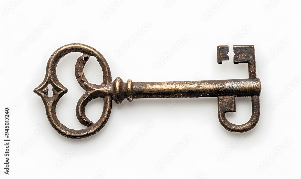Old key isolated on white background. without shadow. Old key isolated on white background. without shadow.