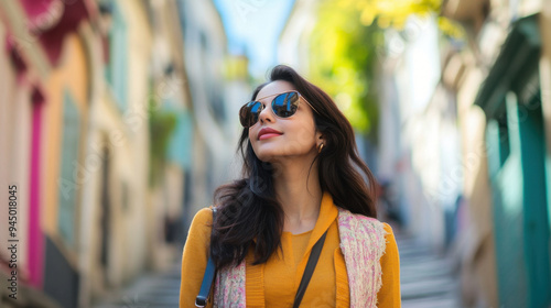 Indian woman exploring the Montmartre district, with its artistic vibe and historic