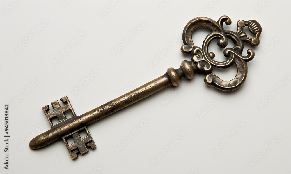 Old key isolated on white background. without shadow. Old key isolated on white background. without shadow.