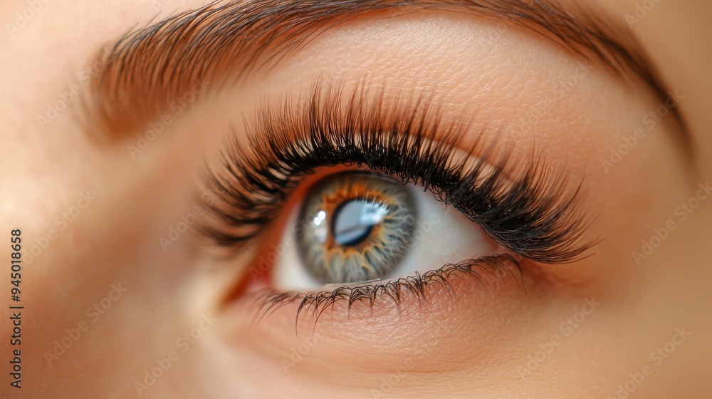 Ethereal Beauty: Close-Up of Client's Eye with Freshly Applied Lash Extensions on Lash Stylists' Day Ethereal Beauty: Close-Up of Client's Eye with Freshly Applied Lash Extensions on Lash Stylists' Day