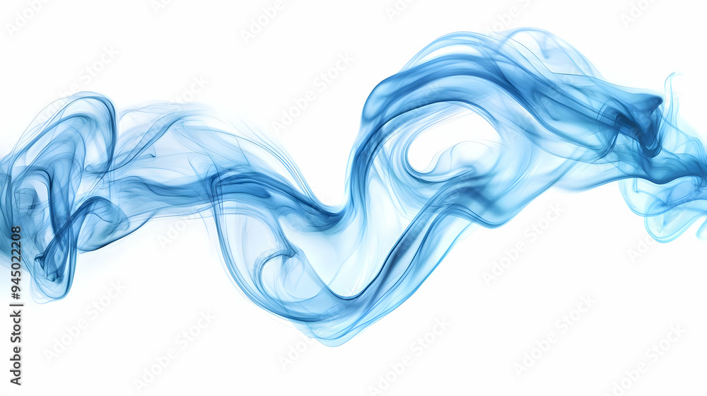 Abstract Blue Smoke Swirls on White Background Abstract Blue Smoke Swirls on White Background
