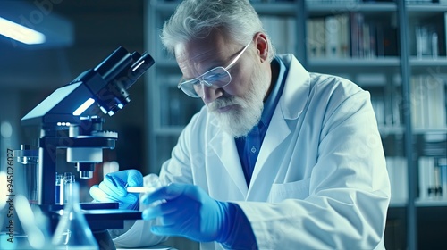 Medical Development Laboratory: Caucasian Female Scientist Looking Under Microscope, Analyzes Petri Dish Sample. Specialists Working on Medicine, Biotechnology Research in Advanced Pharma Lab