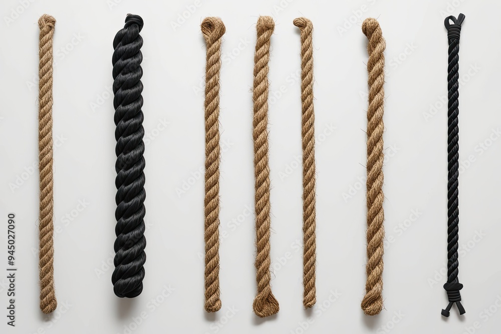 Set of Isolated Rope and Cord Elements on a White Background Set of Isolated Rope and Cord Elements on a White Background