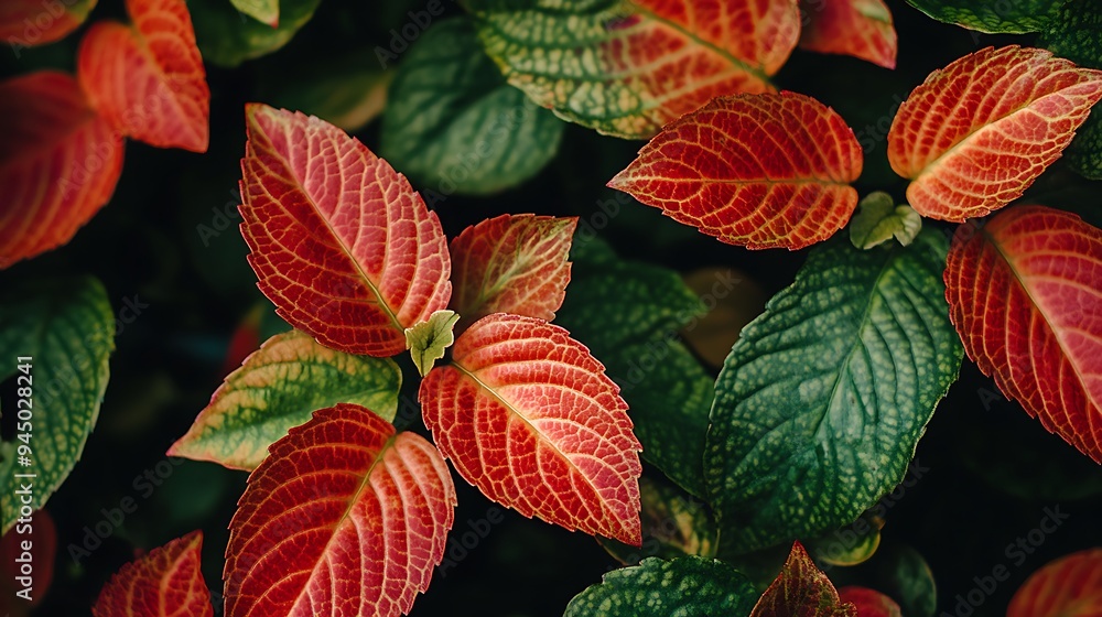 Intricate Red and Green Leaves Intricate Red and Green Leaves