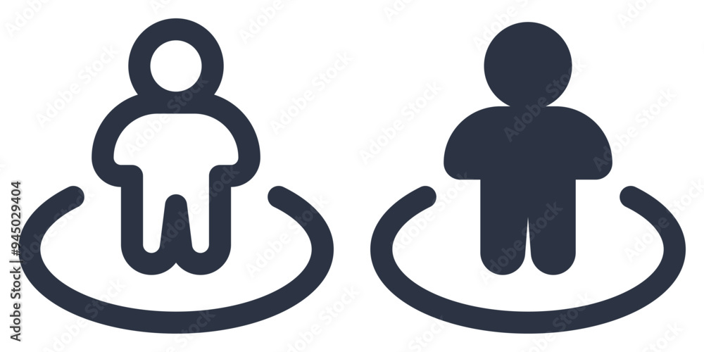 People Nearby or People Around simple icons set designed in filled and stroke style