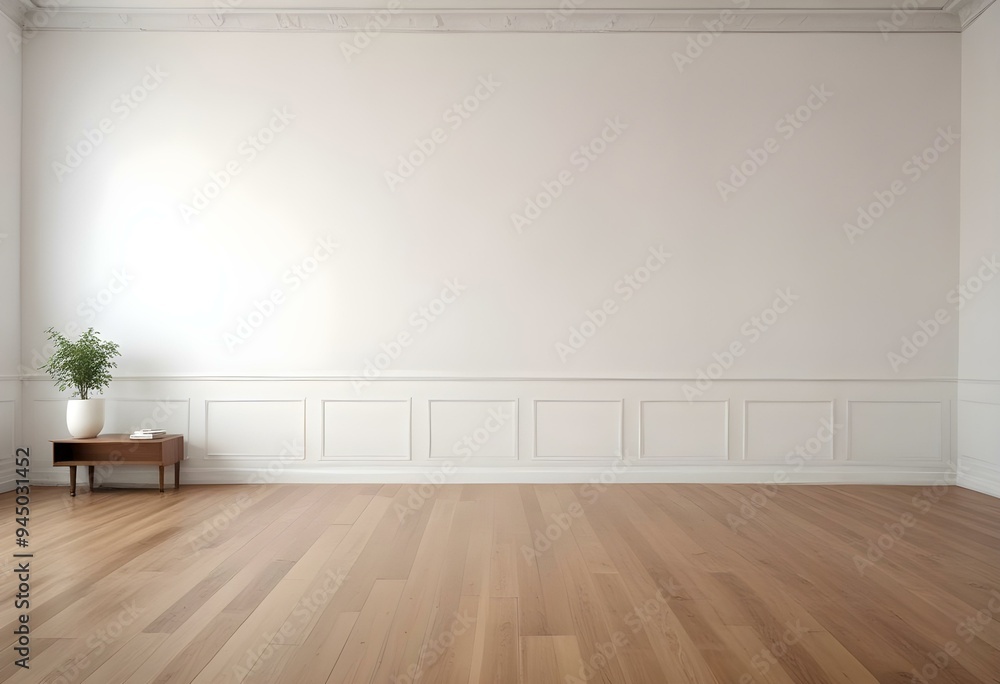 Empty room with white walls and wooden floor, minimal interior design. Empty room with white walls and wooden floor, minimal interior design.