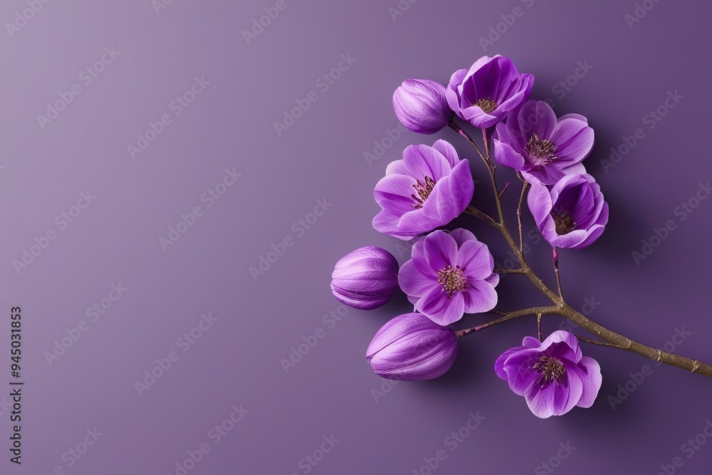 Charming Purple Petal Branch Isolated on Smooth Background for Floral Design Charming Purple Petal Branch Isolated on Smooth Background for Floral Design