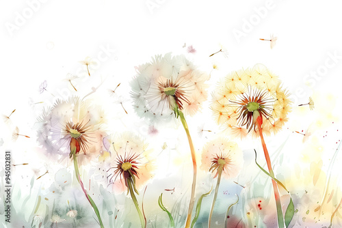 illustration watercolor dandelions art clipart
