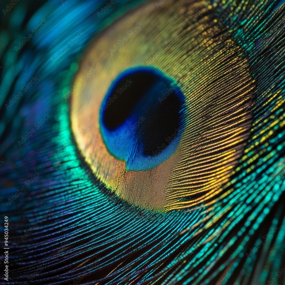 Fototapeta premium Brilliant peacock feather displaying natures palette