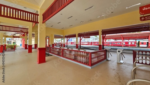 cart in supermarket Chumphon train station railway building 