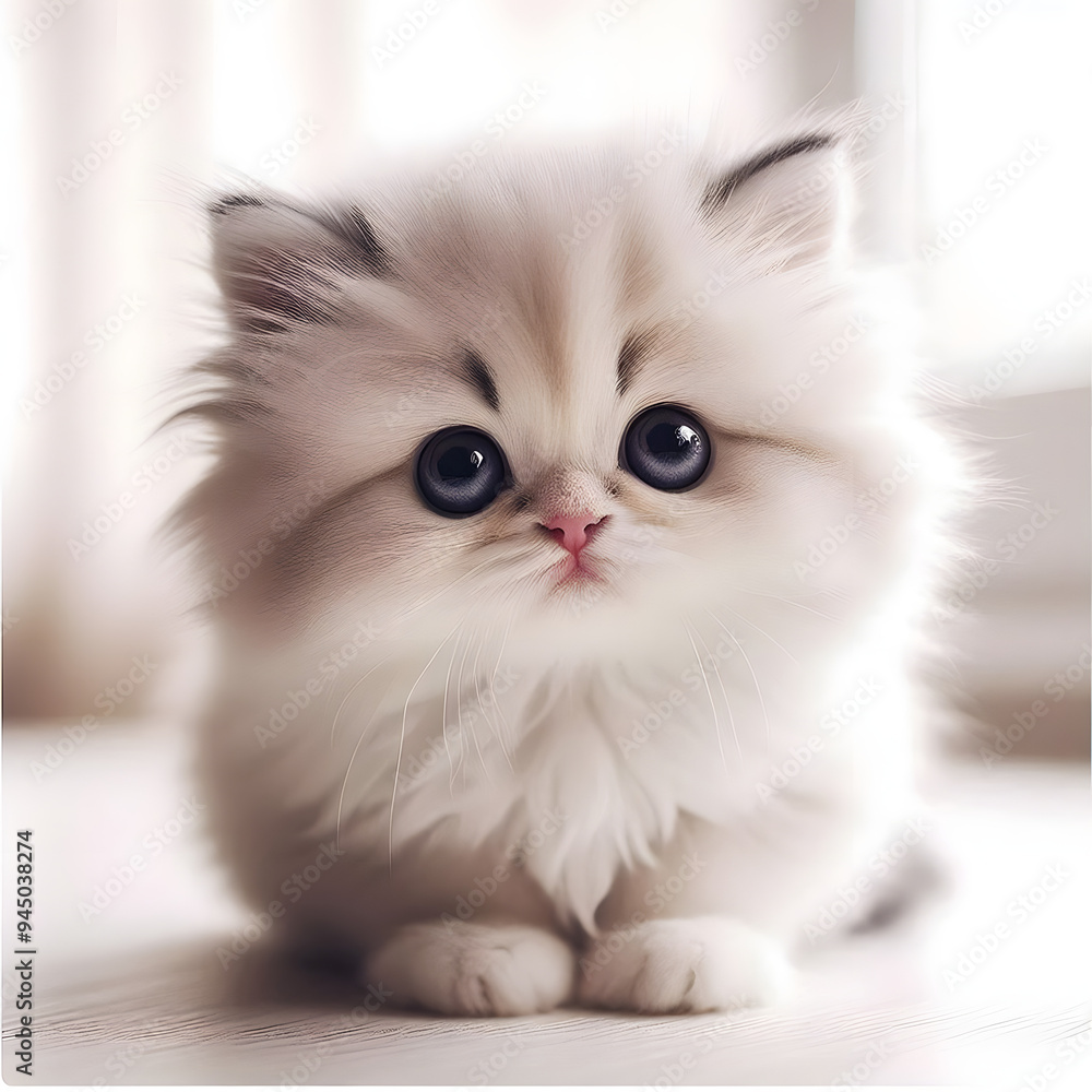 a baby cute kitten has a nice soft fur sitting in the room and looking at you a baby cute kitten has a nice soft fur sitting in the room and looking at you
