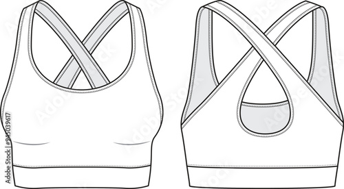 Sports bra tech pack flat drawing