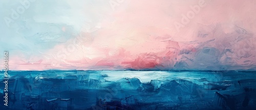 A soothing abstract piece, with thick gentle strokes of paint in soft pastels. 