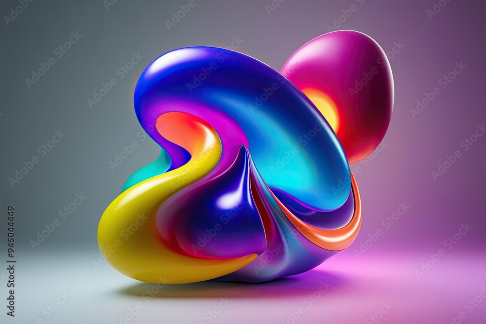 Vibrant 3D Display of Fluid Morphing Shapes with Bright Gradient Spectrum Vibrant 3D Display of Fluid Morphing Shapes with Bright Gradient Spectrum