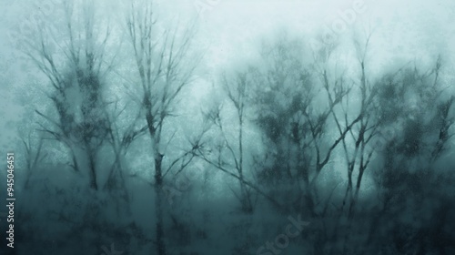 creepy wood scene with fog, halloween