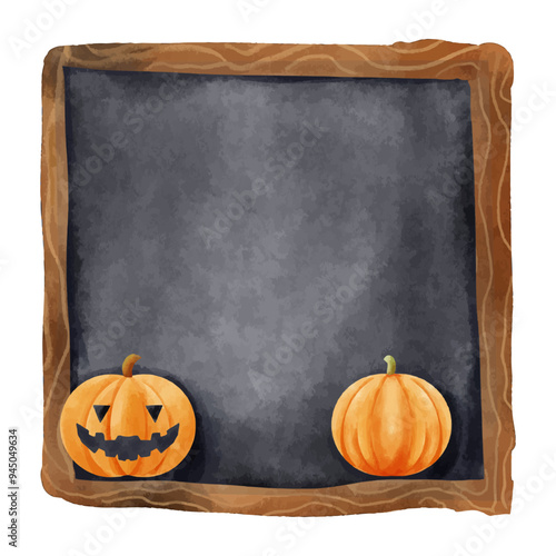 halloween pumpkin with blank board