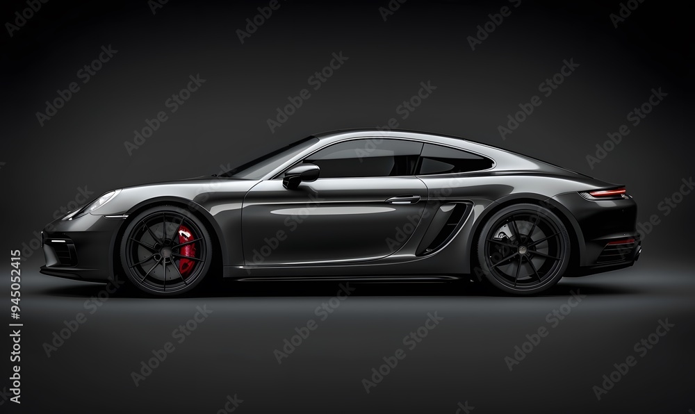 Gray modern car on black background. Gray modern car on black background.