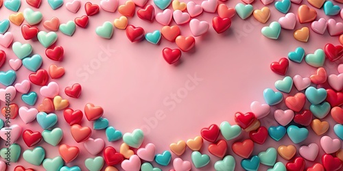 Vibrant red hearts on pastel background for valentine's day