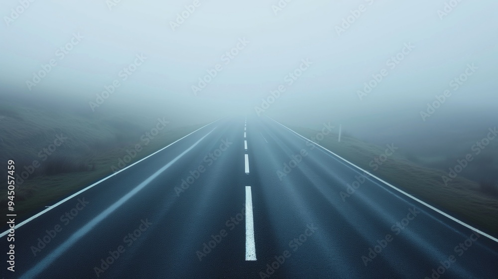 Fototapeta premium Empty Road in Foggy Landscape