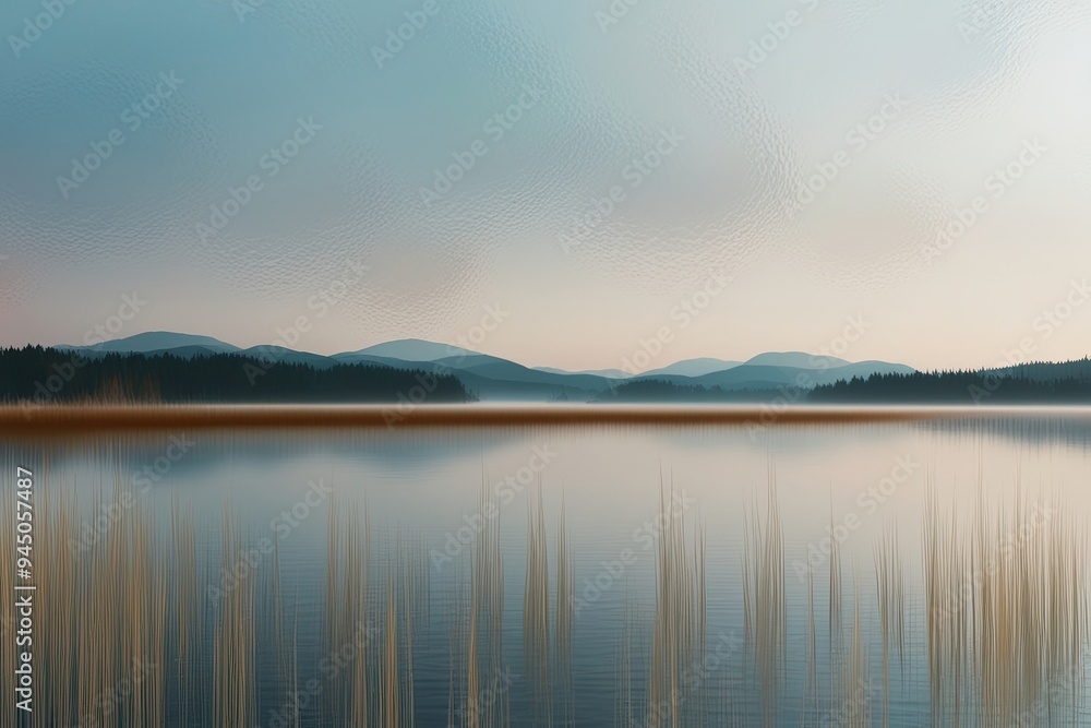 Serene Landscape with Soft Blur and Textured Glass Effect in Gentle Tones Serene Landscape with Soft Blur and Textured Glass Effect in Gentle Tones