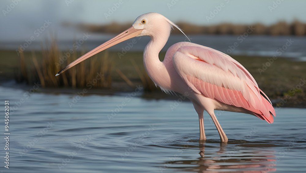 Obraz premium pink pelican in the water